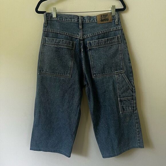 Vintage Anti-Basic Jeans Blue Solid Cotton Button & Zip Fly Long Denim Short Siz - Picture 2 of 14
